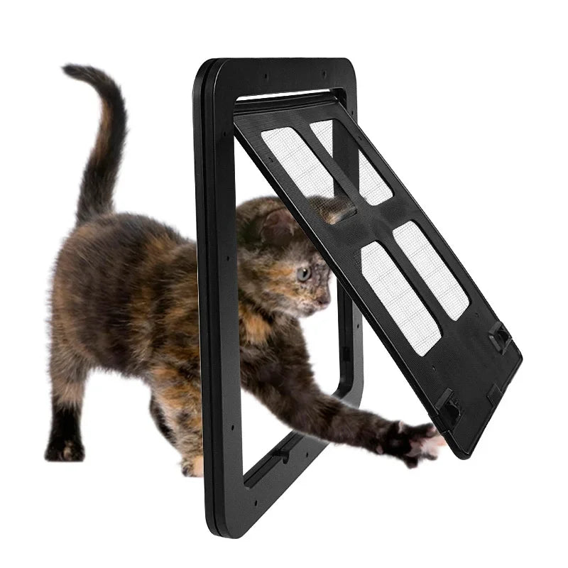 Pet Door Safe Lockable Magnetic Screen Outdoor Dogs Cats Window Gate House Enter Freely Fashion Pretty Garden Easy Install - Play Paws Toys