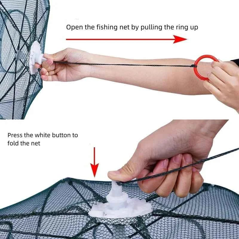 Automatic Fishing Trap Net Umbrella-Shape Capable of Catching Fish Shrimps Crabs Foldable Cages Set Simple Happy Fishing Gear