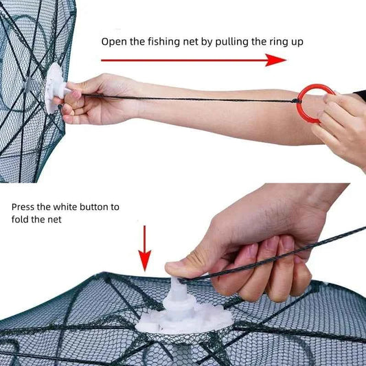 Automatic Fishing Trap Net Umbrella-Shape Capable of Catching Fish Shrimps Crabs Foldable Cages Set Simple Happy Fishing Gear