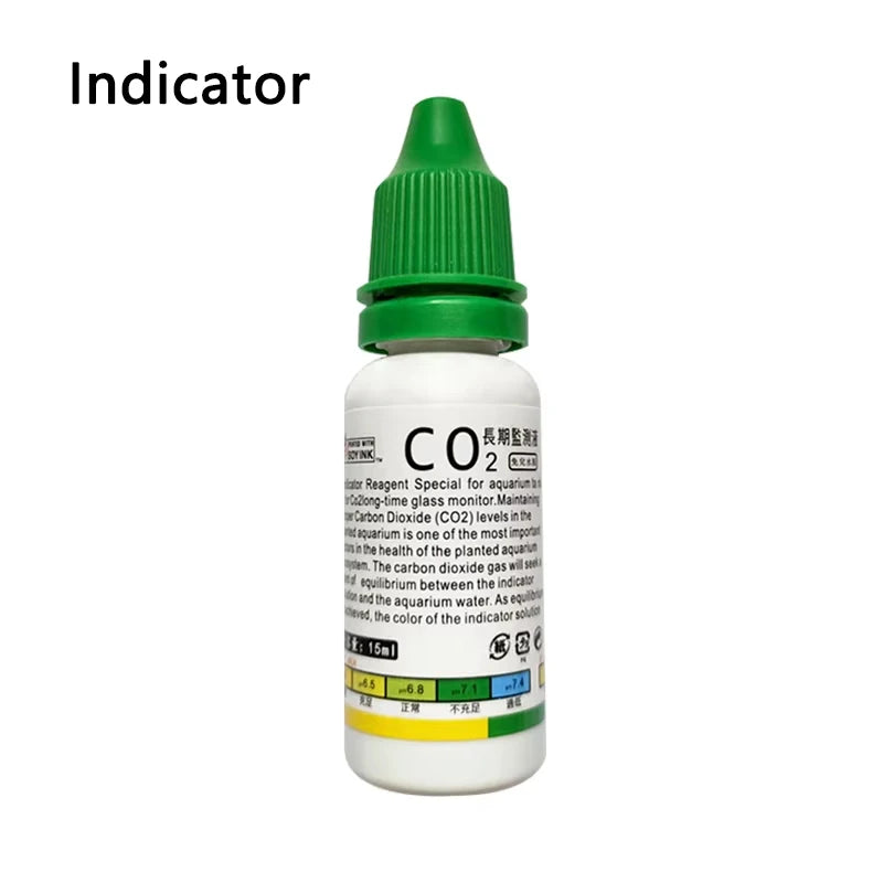 Aquarium CO2 Indicator Solution Monitor Plants Grass CO2 System Concentration Fish Tank Glass Liquid Tester Fluid Drop Checker