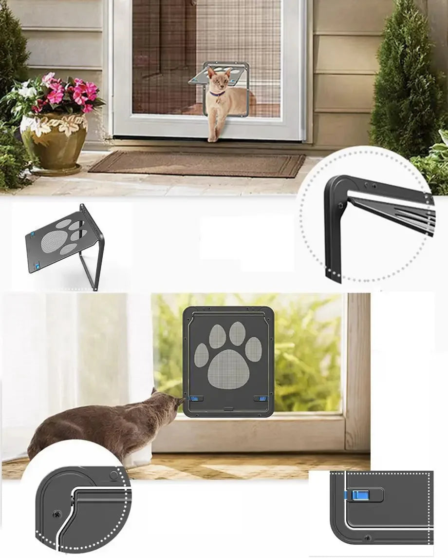 Pet Door Outdoor Dogs Cats Window Gate House Enter Freely Fashion Pretty Garden New Safe Lockable Screen Easy Install  Dog Gate - Play Paws Toys