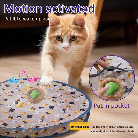 Interactive Cat Toys Ball Cover Set Fast Rolling in Pouch Hide and Seek Kitten Toy Motion Activated Interactive Cat Toy Indoor