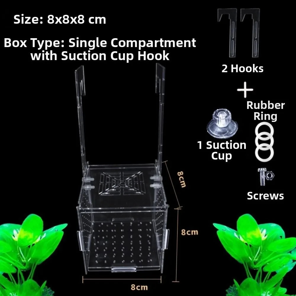 1PC Small Fry Aquarium Isolation Box Hatchery Divider Spawning Hatching Fish Breeding Box with Hook Acrylic Hydroponic Plant Box