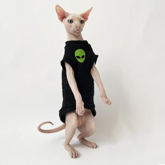 Cat Clothes for Sphynx Fashion Black Cotton Coat for Cat Striped Winter T-shirt For Devon Rex Soft cotton T-shirt Cat costume - Play Paws Toys