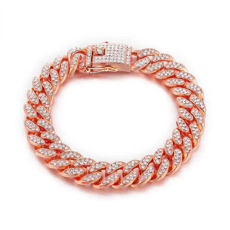 Luxury Designer Dog Collar Bling Diamond Pet Chain for Small Medium Large Dogs Cat Puppy Gold Necklace Jewelry Dog Accessories