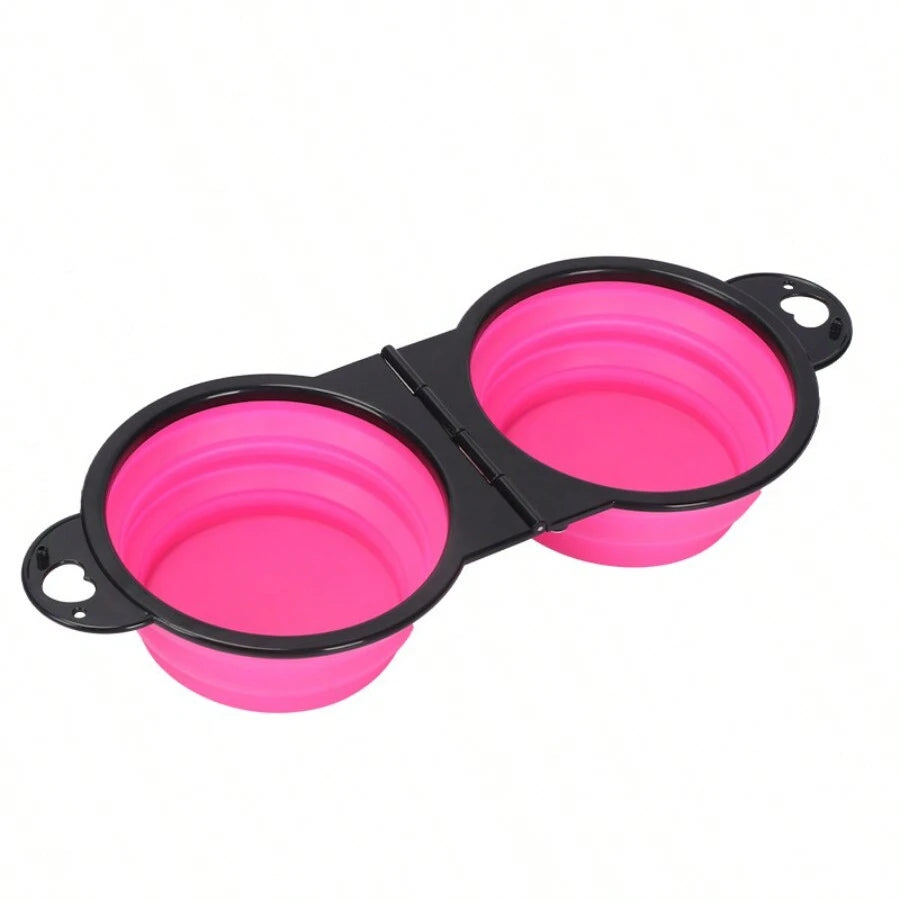 2 in 1 Collapsible Dog Travel Bowl Double Bowls Folding Food Water Bowl Portable Hangable Dog Feeder for Outdoor Dog Product