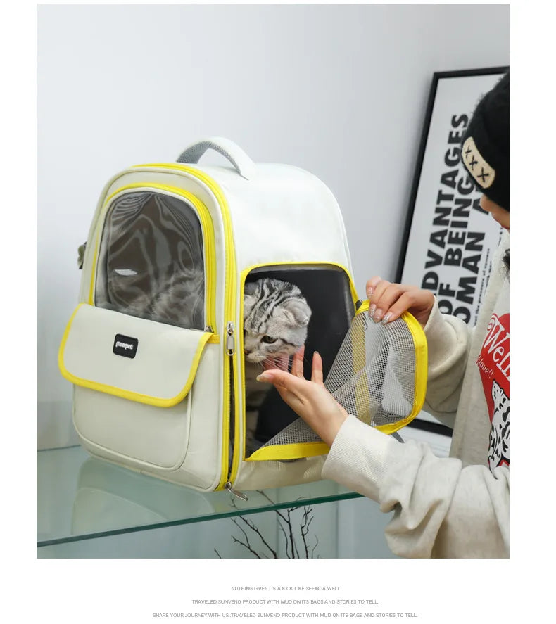 Large Capacity Breathable Mesh Portable Foldable Pet Carrier Backpack for Dog and Cat Outdoor Travel Camping Hiking Supplies - Play Paws Toys