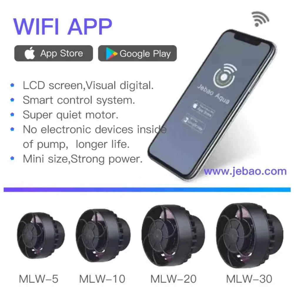 Jebao/Jecod MLW-5 MLW-5-10 MLW-20 MLW-30 Aquarium Fish Tank Smart App WiFi Control Wave Maker Flow Pump with LCD Controller