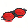 2 in 1 Collapsible Dog Travel Bowl Double Bowls Folding Food Water Bowl Portable Hangable Dog Feeder for Outdoor Dog Product