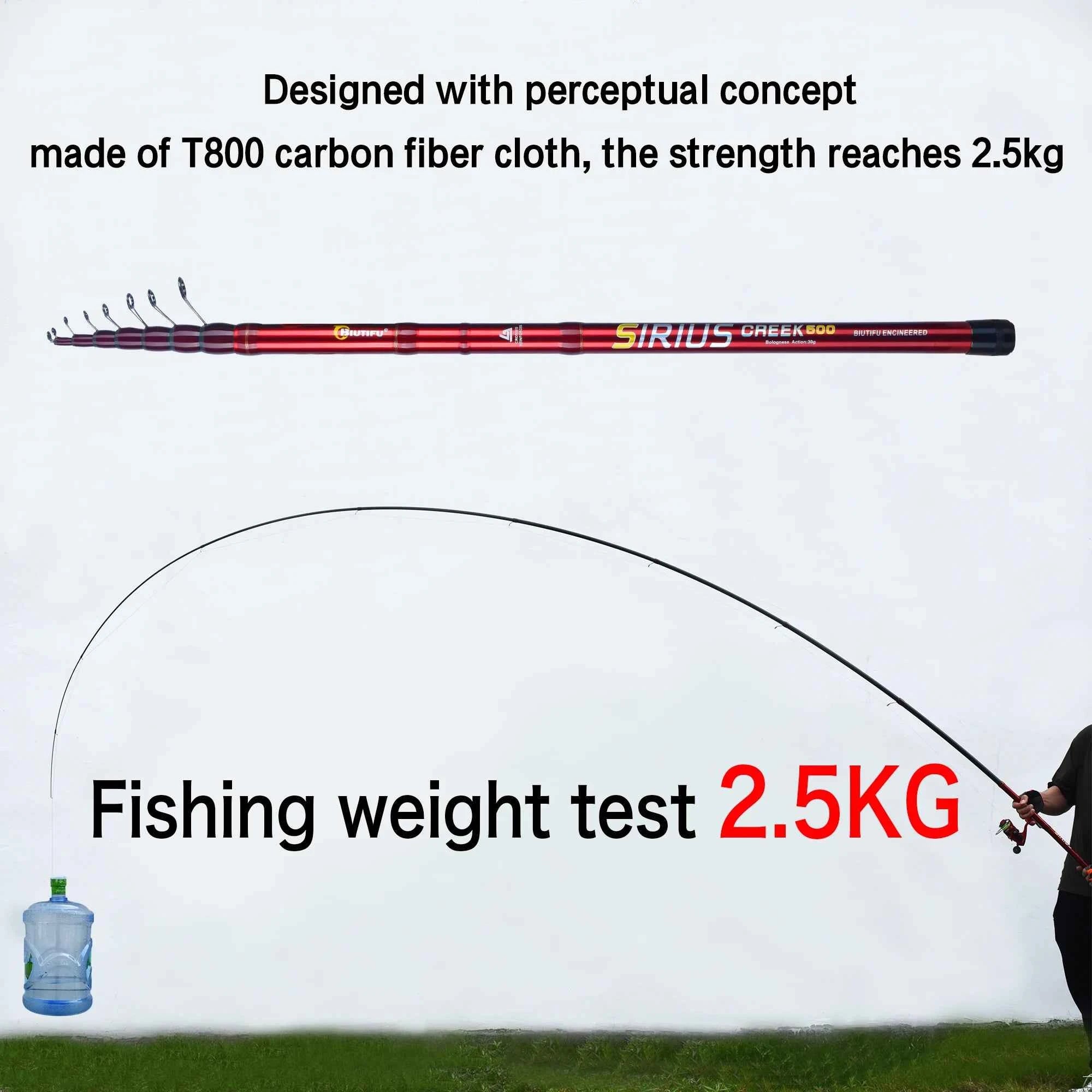 BIUTIFU Telescopic Bolognese Fishing Rods 4.0/4.5/5/6.0/6.5m T800 Carbon Travel UltraLight Spinning Float Outdoor 30g Trout Pole
