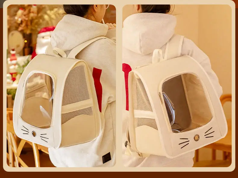 Cat Bag Outing Travel Pet Backpack Cabin Cat Schoolbag Shoulder Cage Multifunctional Bag Car Folding Soothing Anti-scratch - Play Paws Toys