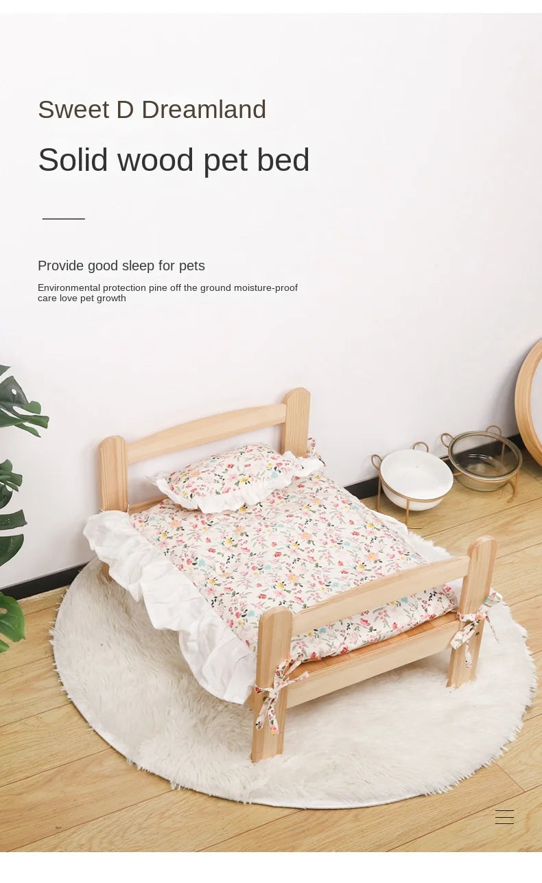 summer and winter four-season universal floor-standing wooden removable and washable princess bed cat bed - Play Paws Toys