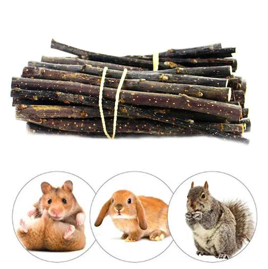 100% Natural Apple Branch Rabbit Chew Sticks Small Pet Chinchillas Netherlands Pig Hamster Bite Molars Clean Teeth Wooden Toys