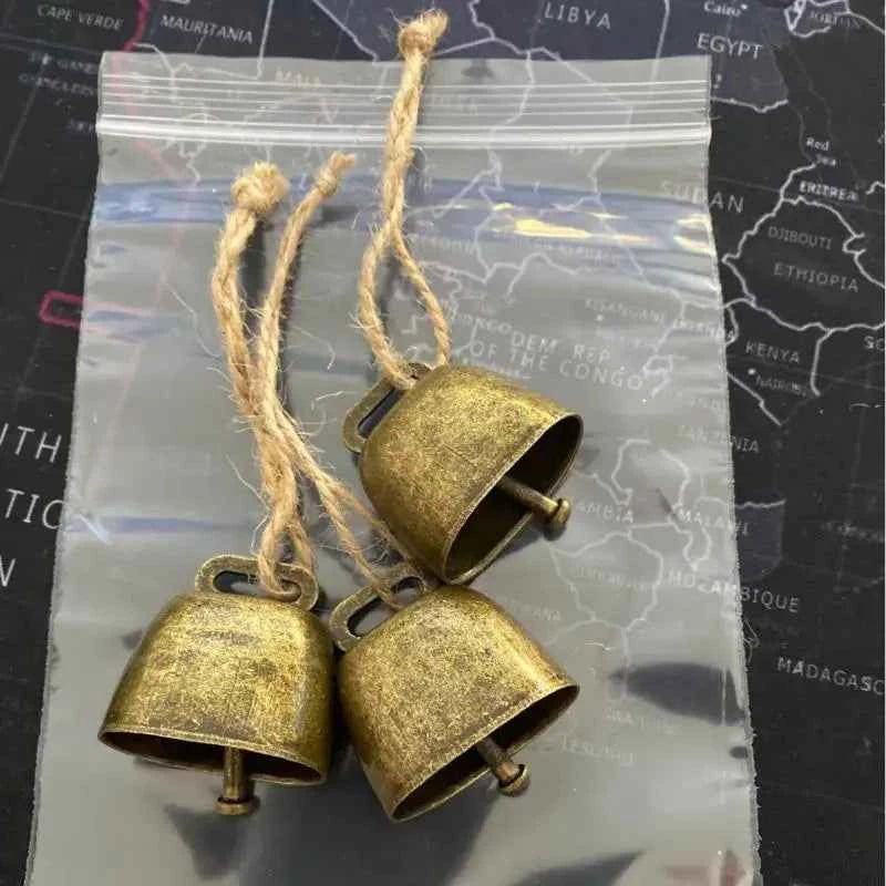 Hot Sale Cow And Sheep Bells Pet Copper Bells Christmas Decoration Jingle Bells With Hemp Rope Loud Bells Xmas Hanging Ornament