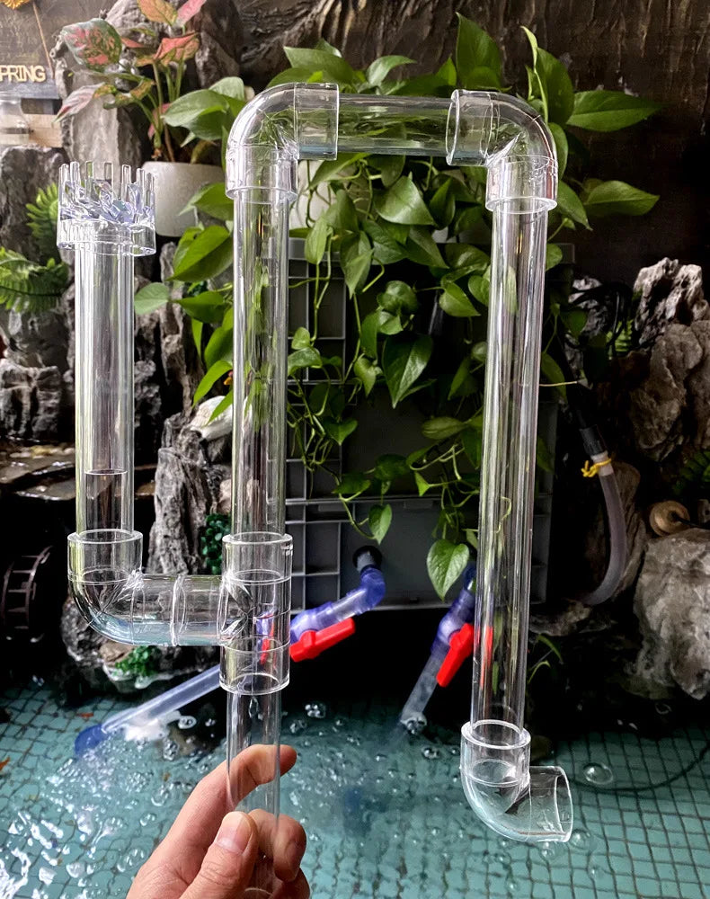 Transparent Fish Tank Water Pipe Acrylic Tube Fittings Elbow Joint Duck Bill Water Outlet Aquarium Accessries Rain Shower Outlet