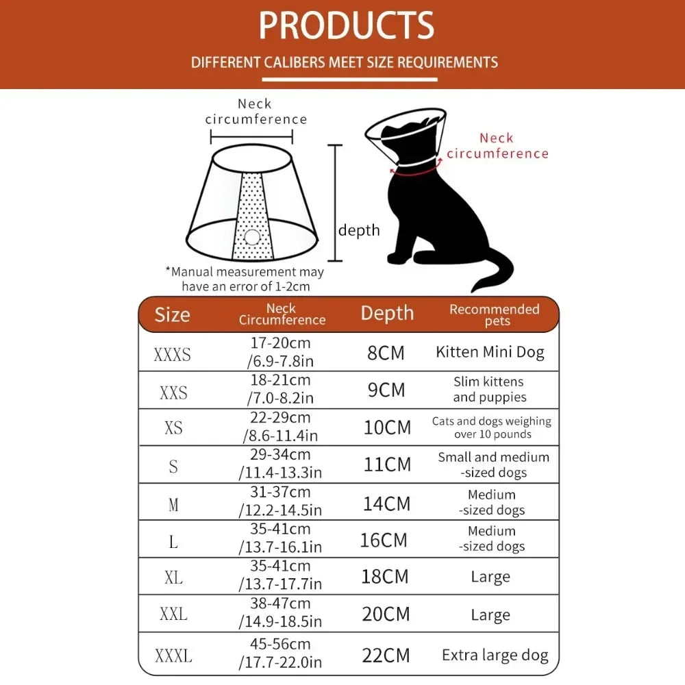 Dog Cat Pet Elizabethan Collar for Dogs Comfy Cones To Stop Licking Protective Collar for Dog After Surgery Anti-Bite Lick