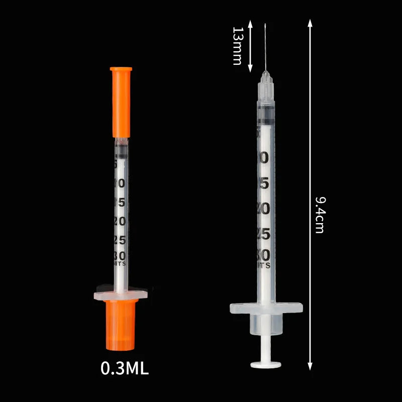 20/50/100Pcs Disposable Veterinary Syringe Manual Push Syringe 0.3/0.5/1ml Needle Farm Animal Syringe with Needles Cat Dog Pig
