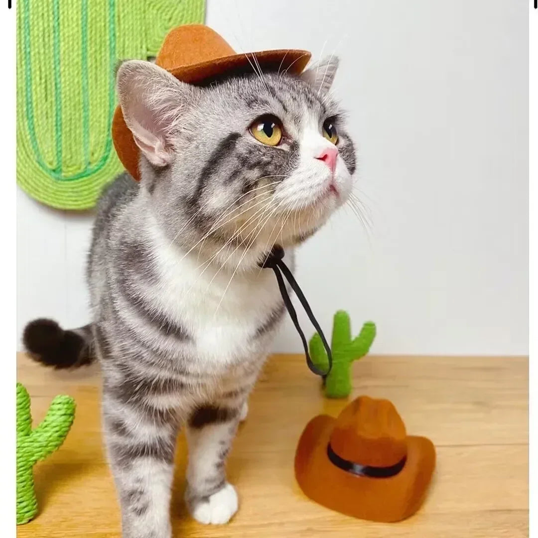 Pet Hat Dog Cat Western Cowboy Hat Halloween Pet Outdoor Caps  Funny Retro Photo Prop Dog Accessories Doll Decor Pet Products - Play Paws Toys