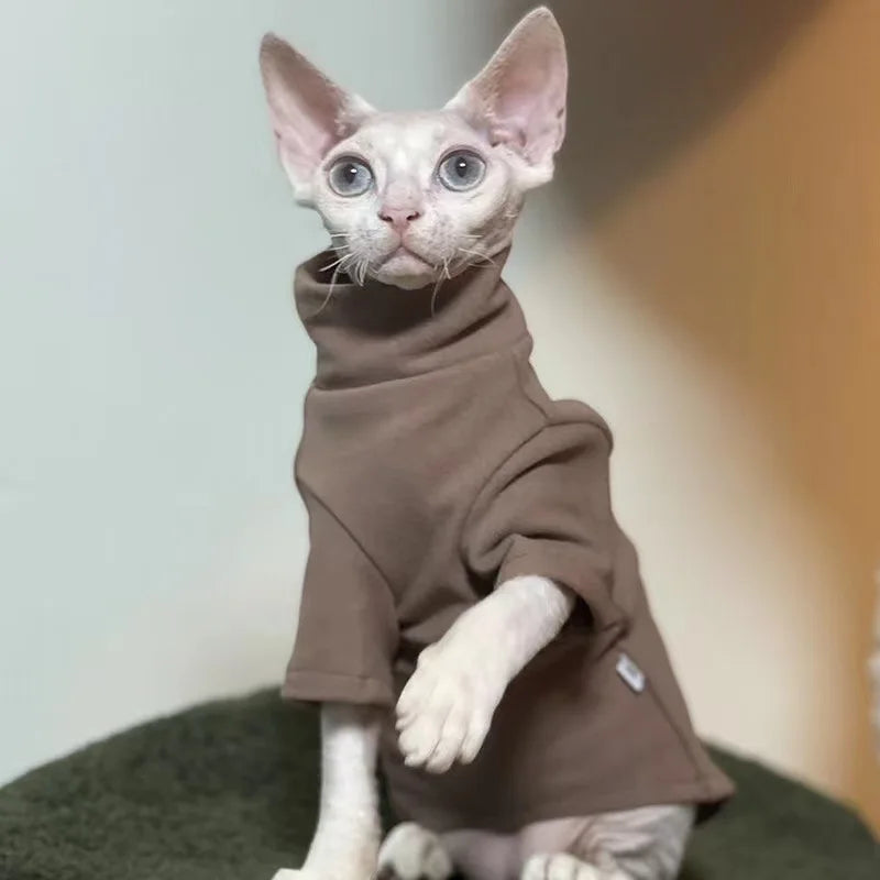 Sphynx Cat Clothes Winter Thick Pet Clothes for Small Dogs Cats Pullover Shirt Soft Warm Hairless Cat Pajamas Dachshund Clothing - Play Paws Toys