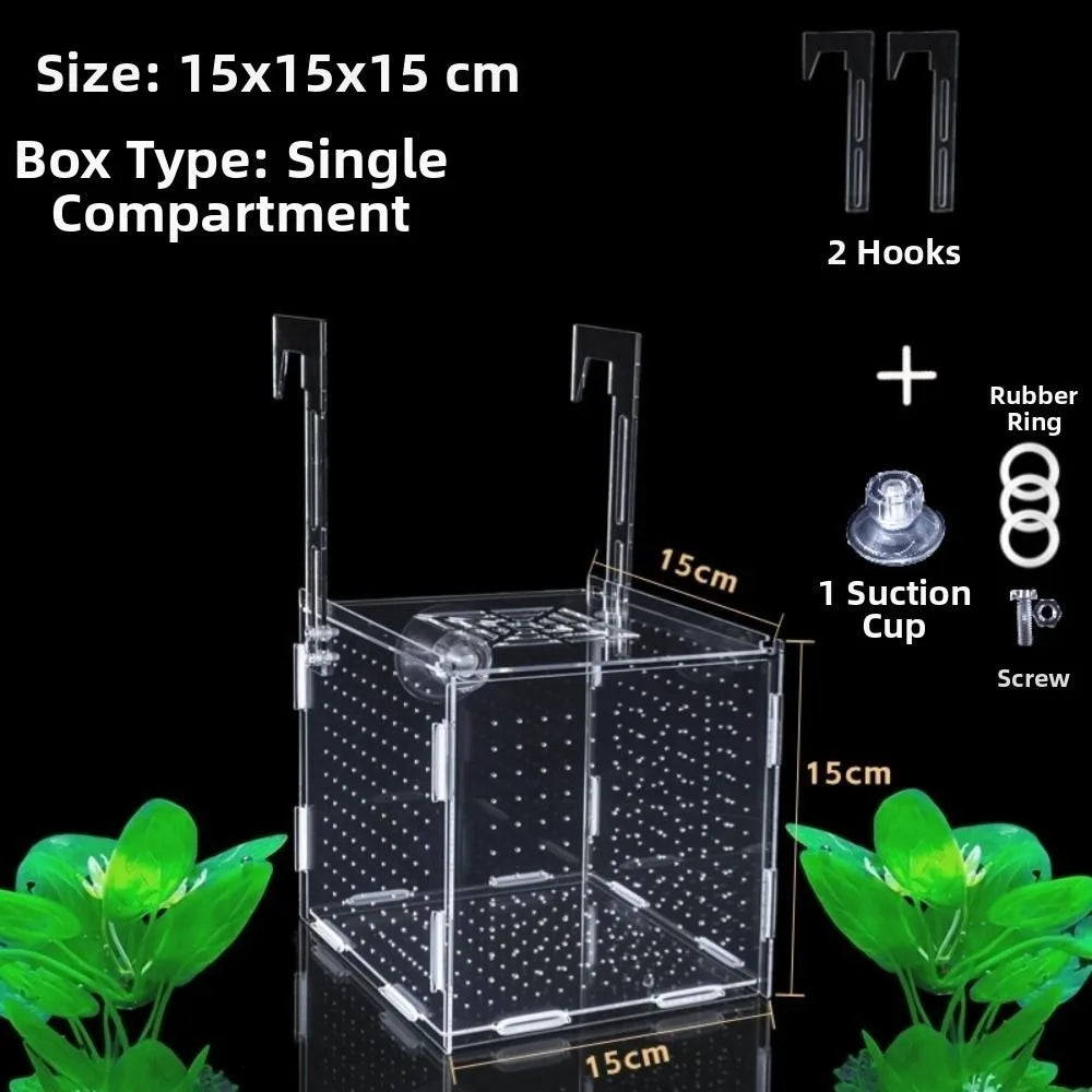 1PC Small Fry Aquarium Isolation Box Hatchery Divider Spawning Hatching Fish Breeding Box with Hook Acrylic Hydroponic Plant Box