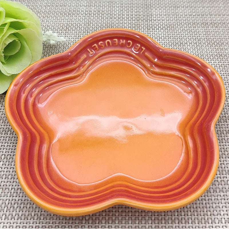 14cm Plum Blossom Small Plate Sauce Plates French Cool Color Cake Dish Gradual Spit Bone Dishs Tableware Ceramic Dessert