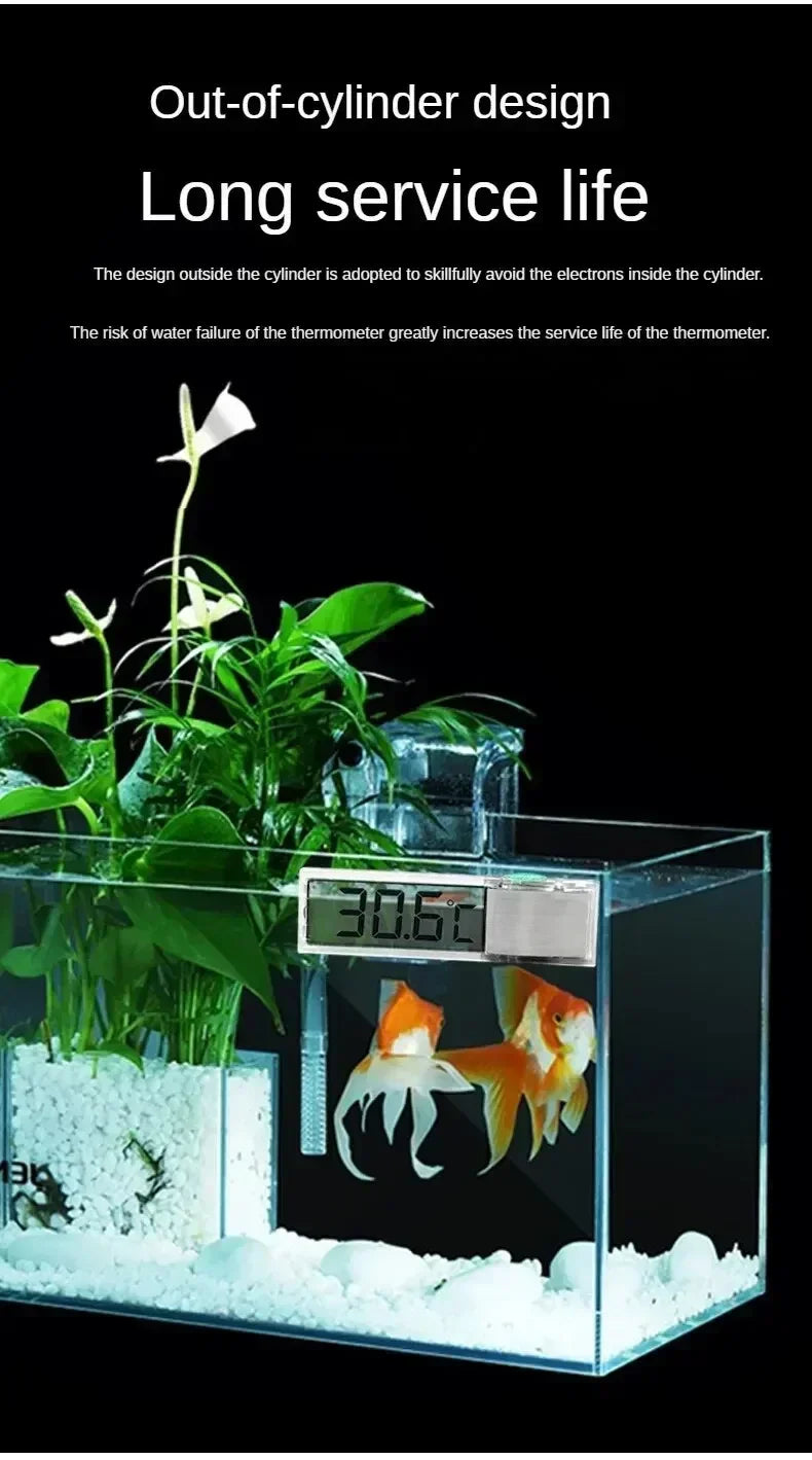 Aquarium Digital Wireless Thermometer Transparent LCD Display Temperature Gauge External Stick-on Electronic Water Thermometer