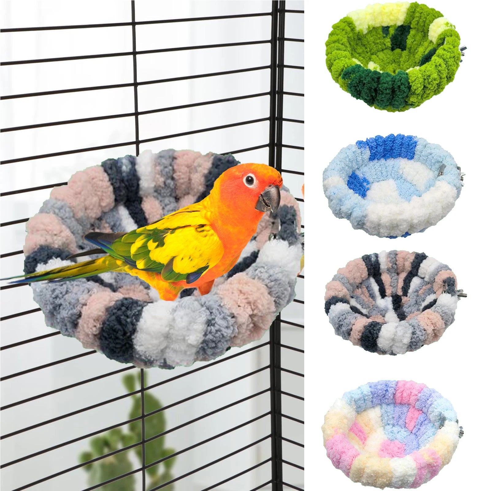 Bird Bed Autumn Winter Warm Cozy Bird Nest Plush Parrot Round Sleeping Bed House Toys for Small Animal Pet Bird Parrot Cage
