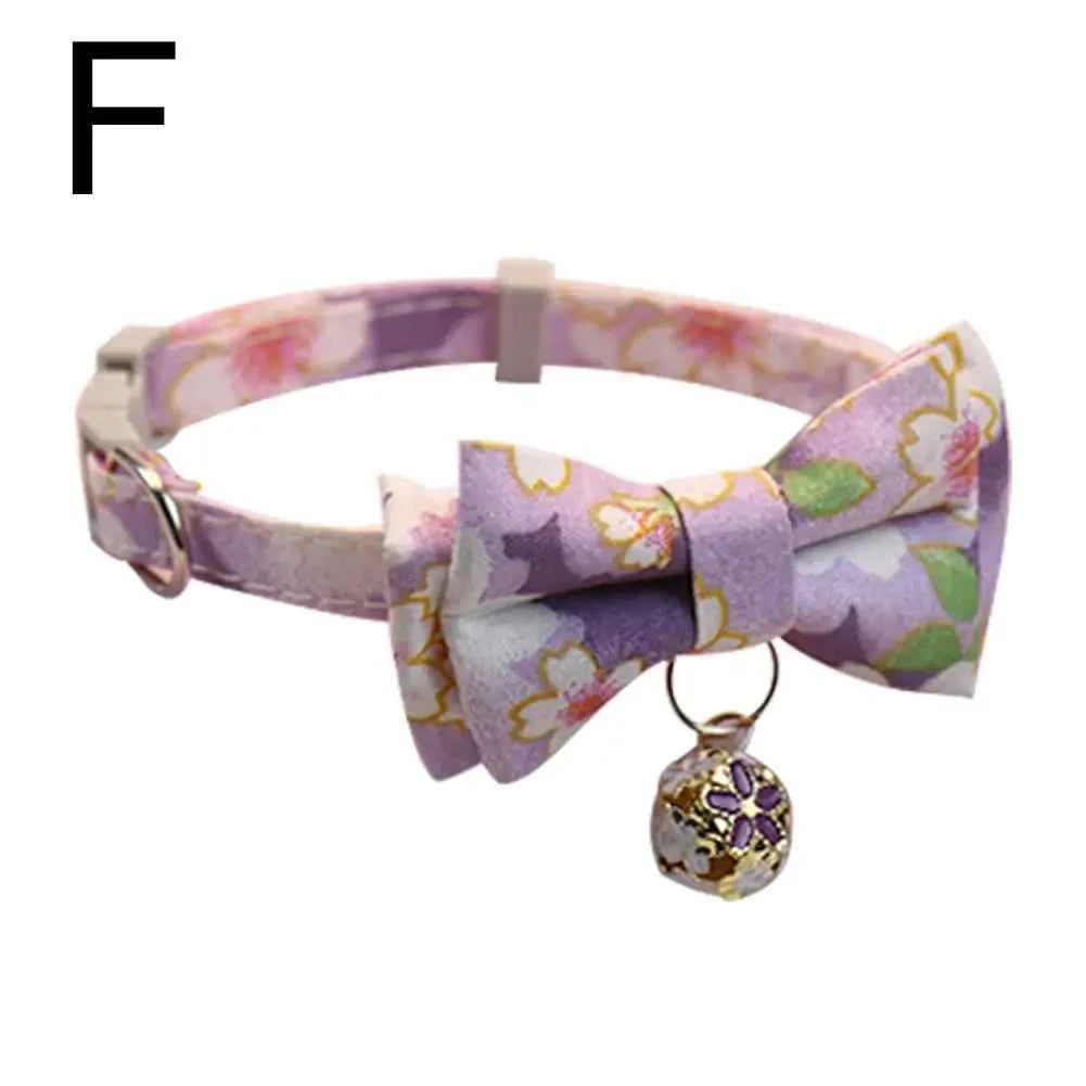 Lattice Bow Pet Cat Collar With Bell Adjustable Pet Collar Bownot Safety Necklace for Puppy Kitten Cat Cute Pattern Pet Supplies