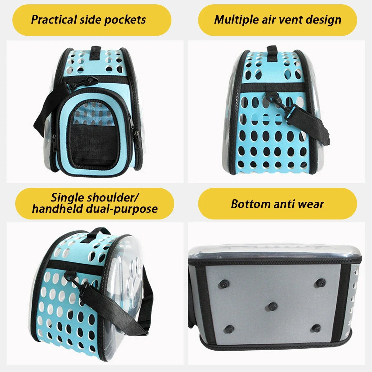 Pet Shoulder Bag Cat Carrier Outdoor Travel Breathable Handbag Puppy & Kitten Capsule Transparent Portable Shoulder Strap Bag - Play Paws Toys