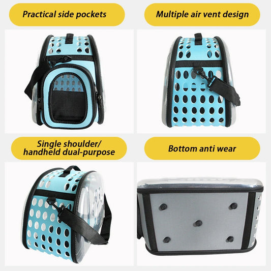 Pet Shoulder Bag Cat Carrier Outdoor Travel Breathable Handbag Puppy & Kitten Capsule Transparent Portable Shoulder Strap Bag - Play Paws Toys