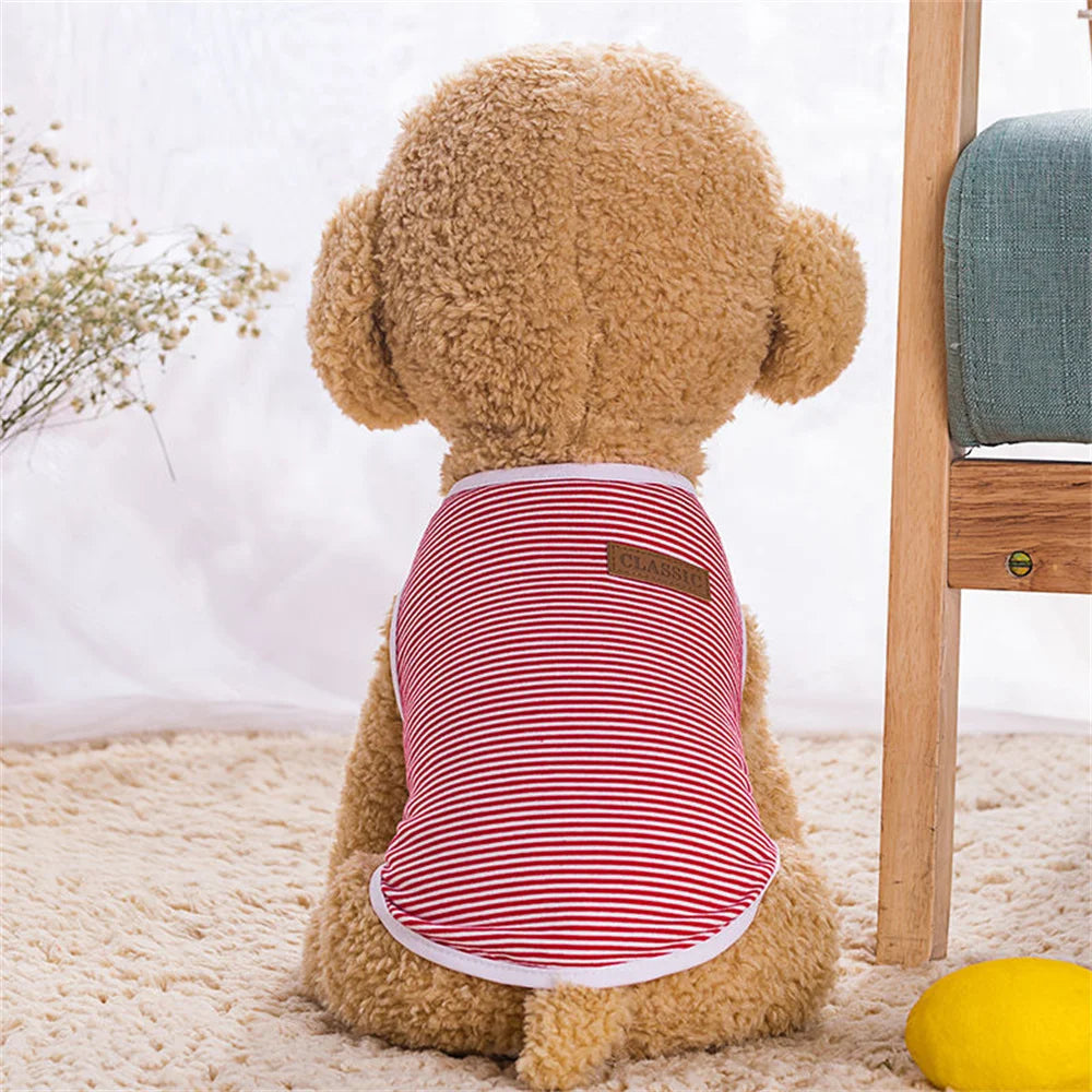 Summer Cat Dog Vest Classic Stripes Pet Sleeveless T-shirt for Small Dogs Cats Kitten Sphynx Clothing Outfit ropa para gatos