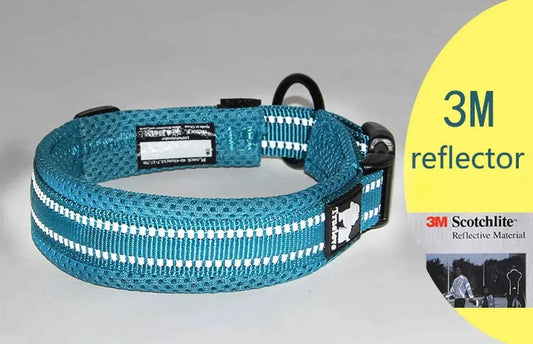Truelove Adjustable Mesh Padded Pet Dog Collar 3M Reflective Nylon Dog Collar Durable Heavy Duty for all breed all weather 8size