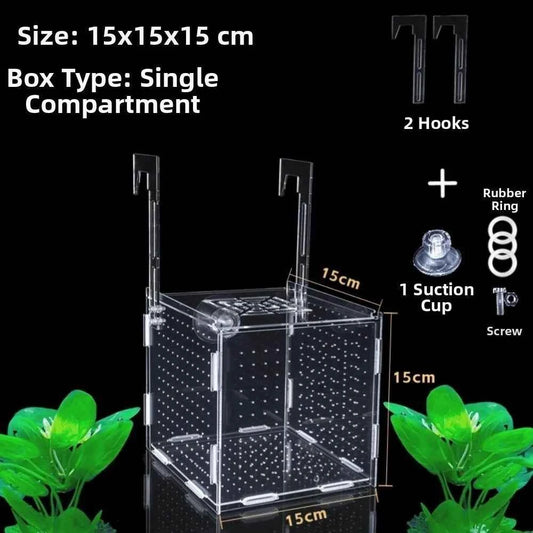 1PC Small Fry Aquarium Isolation Box Hatchery Divider Spawning Hatching Fish Breeding Box with Hook Acrylic Hydroponic Plant Box