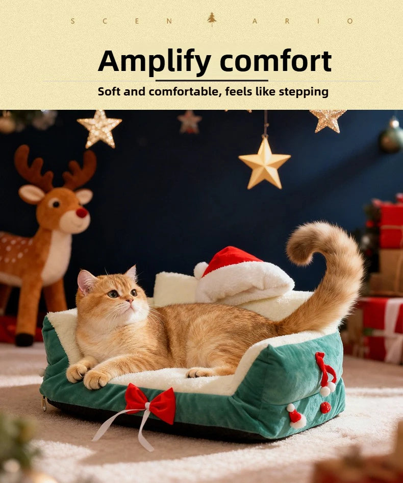 Winter Warm Cat Bed Large Size Removable Washable All Season Pet Sofa Christmas Cat House for Pets - Play Paws Toys
