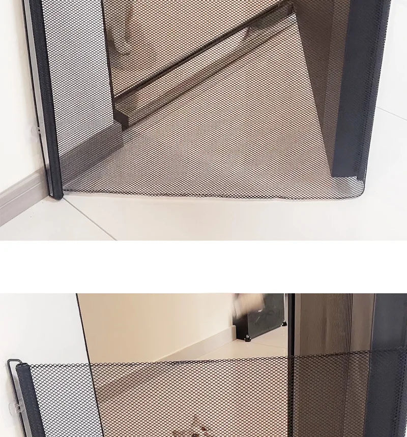 Pet Gate Fence Dog Cats Fence Indoor Automatic Retractable Stairway Aisle Isolation Mesh No Punch Safety Net Fence