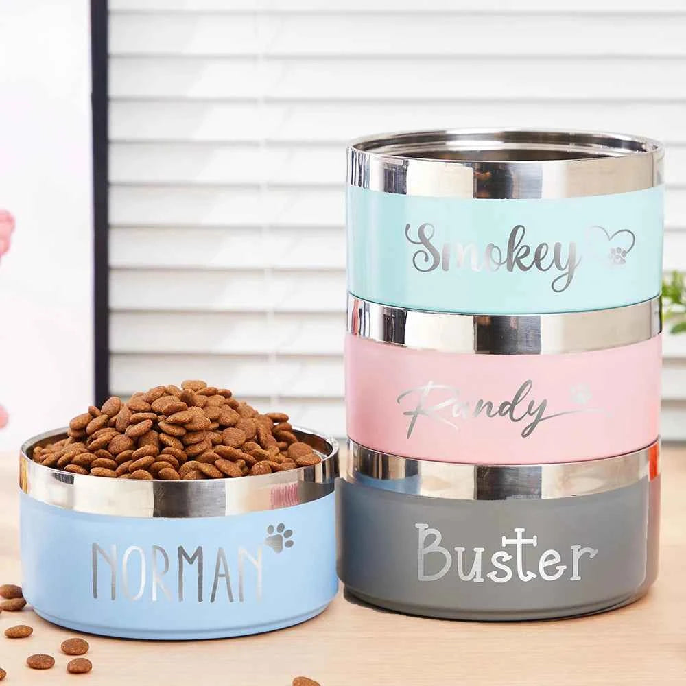 Custom Stainless Steel Dog Cat Bowl Double Vacuum Feeding Pet Bowl Large Capacity Dog Food Water Bowl Dog Accessories Puppy