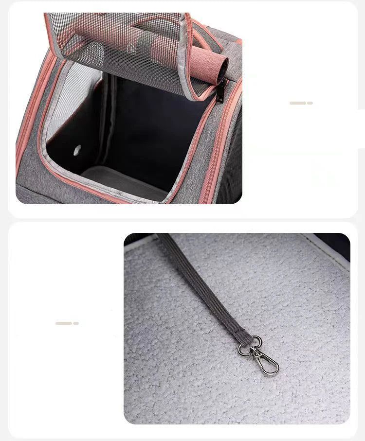 Pet Cat Carrier Backpack Breathable Portable Travel backpack for cat and dog With Anti Breakaway Belt Three-door design AA074 - Play Paws Toys