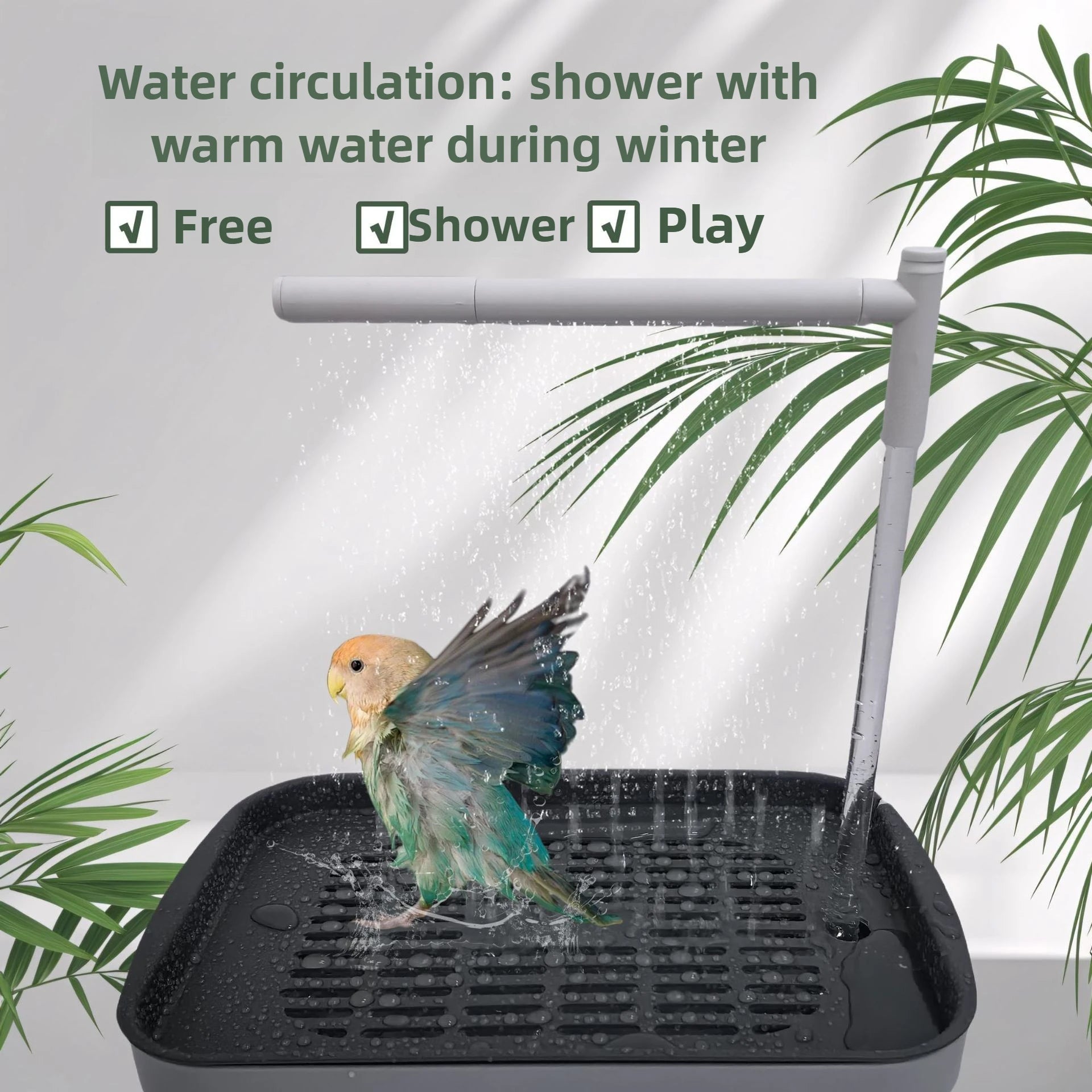 Bird Daily Use Bathtub Bird Shower Basin for Health Tabletop Parrots Bathing Parrot PeonyBath Automatically Circulates Bird Bath