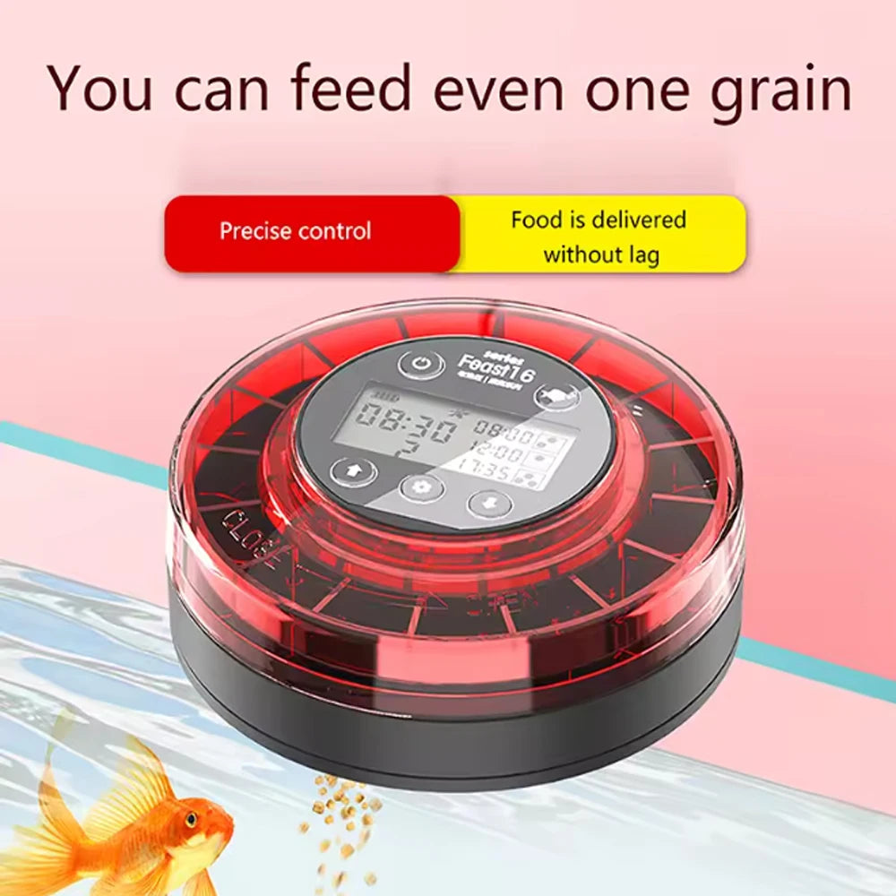 ZYfeedr Automatic Fish Feeder Aquarium Automatic Food Dispenser USB Rechargeable Auto Fish Food Dispenser with Timer LCD Display