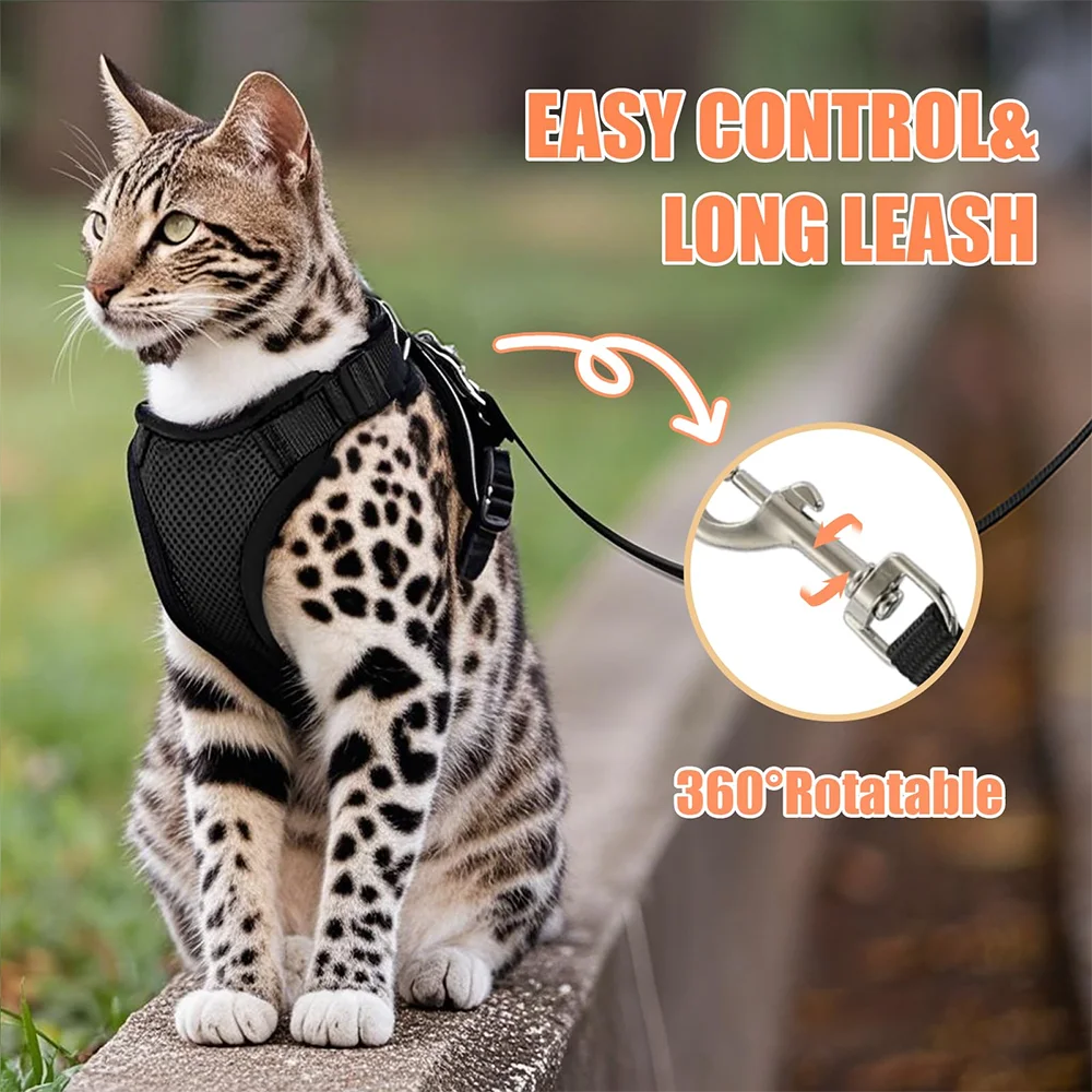 Cat Harness Lead Leash Set Adjustable Reflective Escape Proof Pet Mesh Vest Harness Puppy Dog Collar Small Dog Cat Pet Supplies - Play Paws Toys