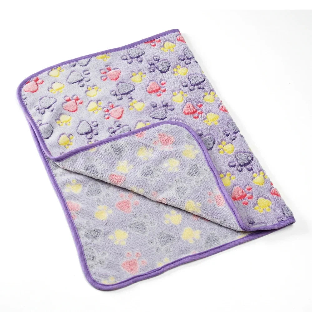Warm Pet Cat Blanket Autumn Winter Cozy Thicken Fleece Kitten Footprint Bed Mat for Small Medium Big Cats Dog Chihuahua Supplies - Play Paws Toys