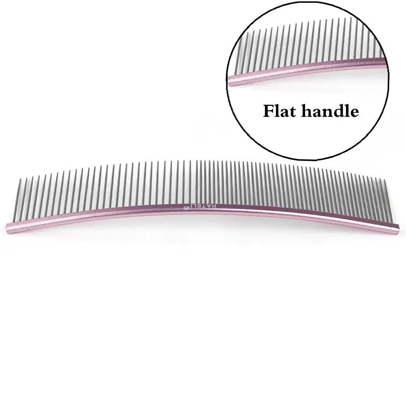 19cm Pet Curved Comb Stainless Combs Professional Pet Grooming Comb Dense Sparse Teeth Dog Cat Cleaning Brush Open Knot Combmb