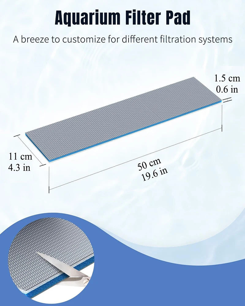 Aquarium 8D Sponge Fish Pond Tank Filter Cotton Pad 8 Layers Cleaning Purifier Water Purification Accessories without Glue