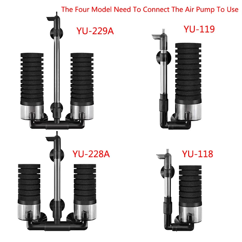 Black Aquarium Filter for Aquarium Fish Tank Air Pump Skimmer Biochemical Sponge Filter Aquarium Bio Filters Filtro Aquario