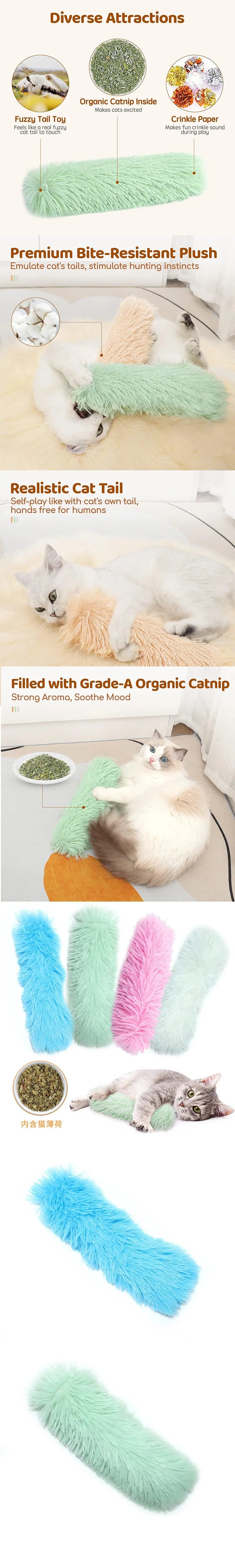 Catnip Toys Plush Cat Chew Toy Catnip Self-hi Bite Strip Pillow Teaser for Cats Pet Interactive Toys MWJ07