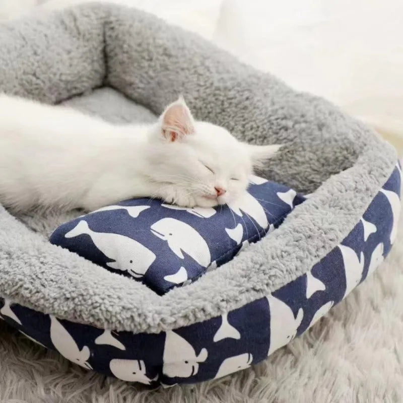 Soft Pet Bed Cat Bed Dog Bed Pet Mattress with Pillow Winter Warm Comfortable Sleeping Mat for Cats Dogs Plush Cat Mat Cat House - Play Paws Toys