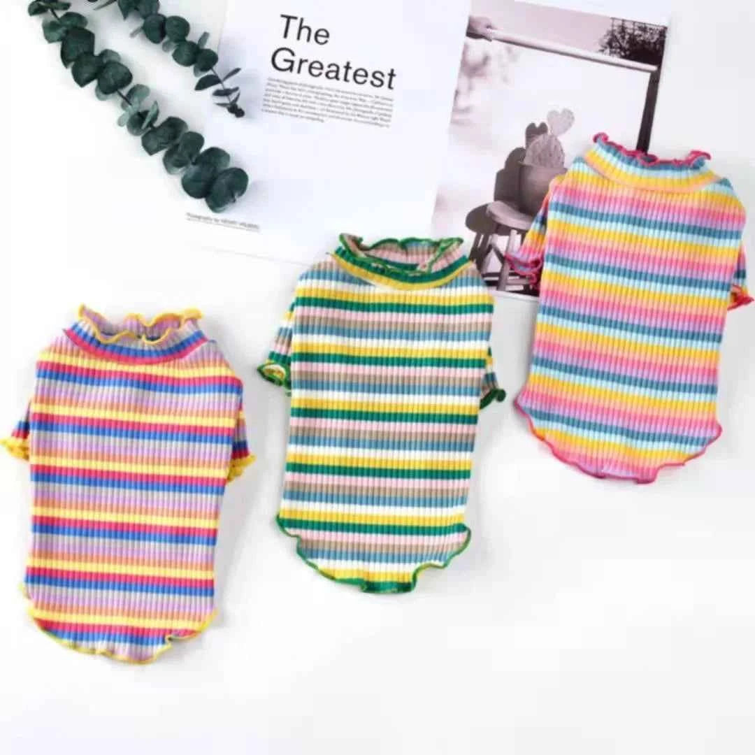 Cotton 100% Cat Dog Vest Summer Pet Clothes Stripe Pullovers for Small Dogs Cats Chihuahua Pomeranian Puppy ropa para perros