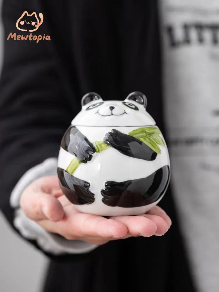 Panda Ceramic Cat and Dog Urn Pet Funeral Cremation Ashes Canister Memorial Box High Quality Small Animal Coffin