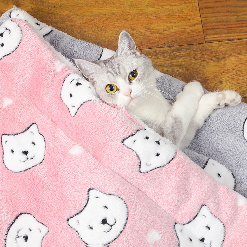 Cute Small Dog Mat Double-sided Use Winter Warm Medium Cat Sofa Blanket Skin-friendly Puppy Bed Cushion Pet Bed Accessories
