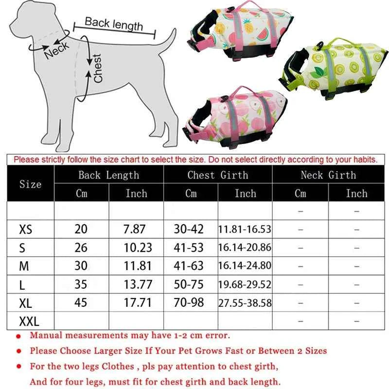 Summer Dog Life Jacket Reflective Adjustable Large Dogs Swimwear Safety Vest Surfing Sailboat Enhanced Buoyancy Pet Lifejackets